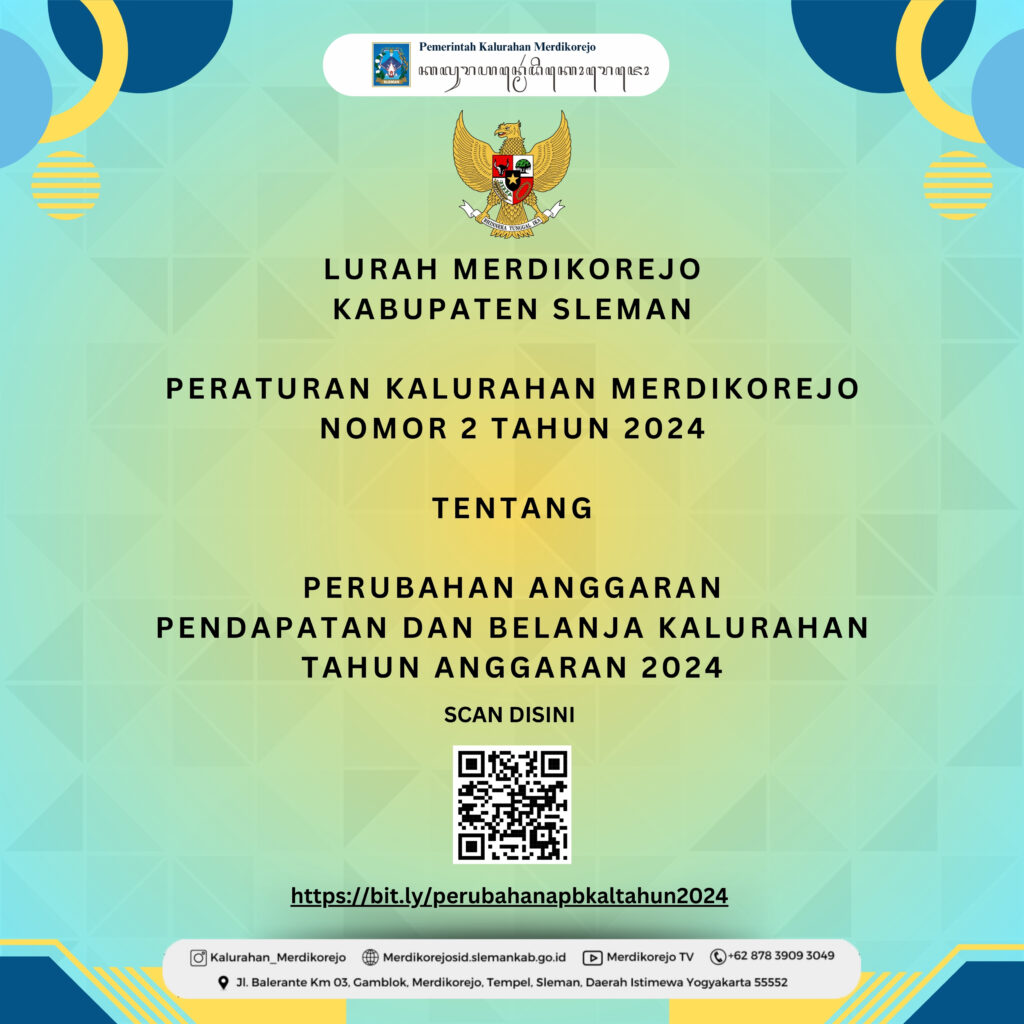 Peraturan Kalurahan Merdikorejo Nomor 2 Tahun 2024 Tentang Perubahan APBKal Tahun Anggaran 2024