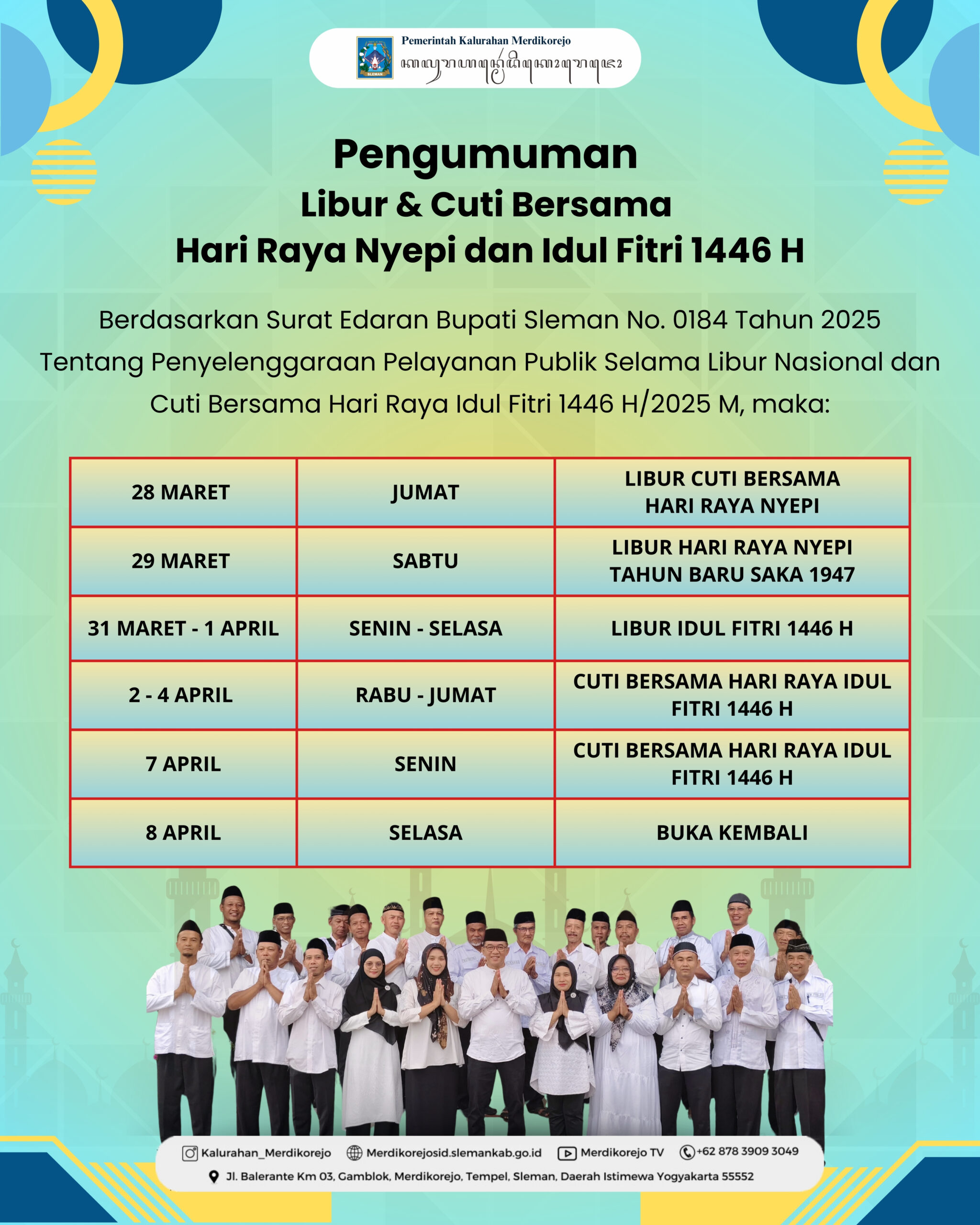 Pengumuman Libur dan Cuti Hari Raya Idul Fitri 1446 H