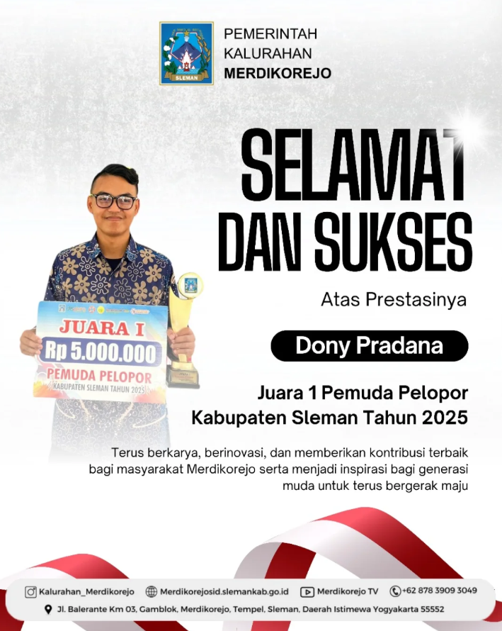 Juara 1 Pemuda Pelopor Kabupaten Sleman Tahun 2025 🏆